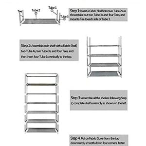 Mekek Shoe Rack Closet, Non-Woven 9 Tier Shoe Rack Shoe Shelf Storage Closet Organizer Cabinet (Purple)