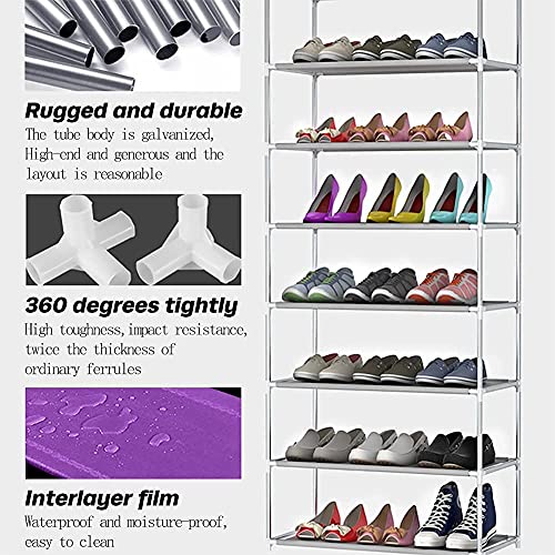 Mekek Shoe Rack Closet, Non-Woven 9 Tier Shoe Rack Shoe Shelf Storage Closet Organizer Cabinet (Purple)