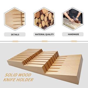 HomeEase In-Drawer Beechwood Knife Block, Knife Drawer Organizer and Holder (17.6X9.5X2.9 inches)