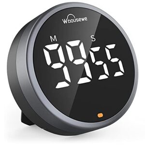whousewe digital kitchen timer, magnetic timer with large led display, stand design, 3-level volume & brightness adjustment, suitable for cooking, classroom and gym