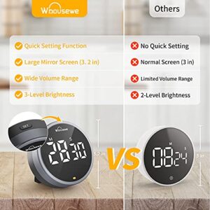 Whousewe Digital Kitchen Timer, Magnetic Timer with Large LED Display, Stand Design, 3-Level Volume & Brightness Adjustment, Suitable for Cooking, Classroom and Gym