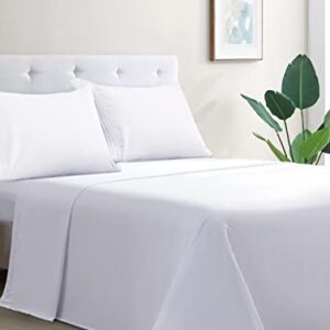 wavveUziz Bed Sheet Set Super Soft 100% Microfiber Sheet 1800 Brushed Microfiber Embroidered Twin Size Bed Sheets 16-Inch Deep Pocket - 3 Piece, White