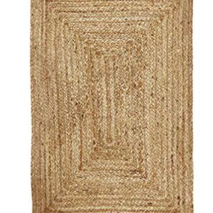 Hausattire Hand Woven Jute Braided Rug, 2'x3' - Natural, Reversible Farmhouse Accent Rugs for Living Room, Kitchen, Bedroom - 24x36 Inches