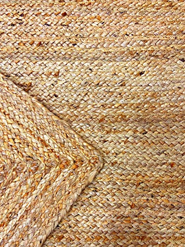 Hausattire Hand Woven Jute Braided Rug, 2'x3' - Natural, Reversible Farmhouse Accent Rugs for Living Room, Kitchen, Bedroom - 24x36 Inches