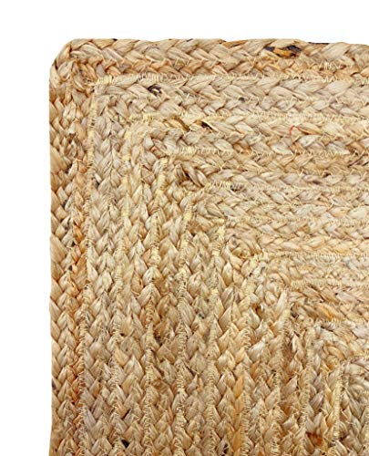 Hausattire Hand Woven Jute Braided Rug, 2'x3' - Natural, Reversible Farmhouse Accent Rugs for Living Room, Kitchen, Bedroom - 24x36 Inches