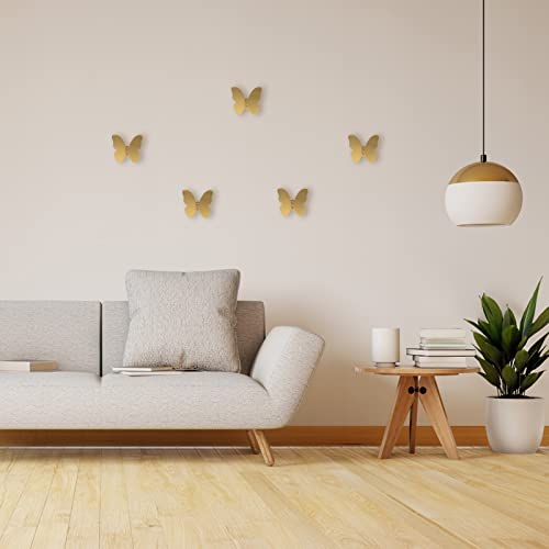 ISKYBOB 2 Pieces Brushed Brass Butterfly Coat Hooks 4in Wall Mounted Decorative Hook with Screws Bags Hat Robe Hangers Home Decor