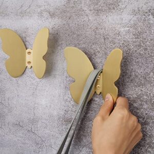 ISKYBOB 2 Pieces Brushed Brass Butterfly Coat Hooks 4in Wall Mounted Decorative Hook with Screws Bags Hat Robe Hangers Home Decor