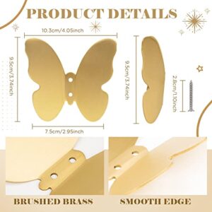 ISKYBOB 2 Pieces Brushed Brass Butterfly Coat Hooks 4in Wall Mounted Decorative Hook with Screws Bags Hat Robe Hangers Home Decor