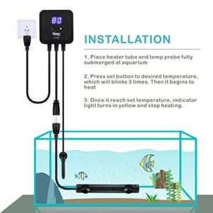 hygger 300W Aquarium Heater with External Digital Temperature Controller Reef Saltwater Fish Tank Heater for 30-60 Gallon Tank