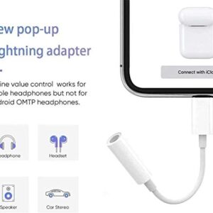 [Apple MFI Certified] 3 Pack iPhone Headphones Adapter,Lightning to 3.5mm Headphone Aux Audio Dongle Jack Adapter Plug and Play for iPhone 12/11/11 Pro/XR/XS/X 8 7/iPad/iPod Support All iOS (White)