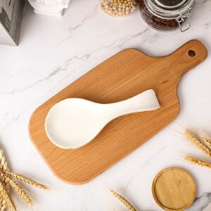 Ceramic Spoon Rest Spoon Holder Stovetop Spoon Holder for Kitchen Stove Coffee Bar Accessories (Basic Style, White, Gold)