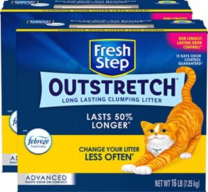 fresh step outstretch, clumping cat litter, advanced, extra large, 32 pounds total (2 pack of 16lb boxes)