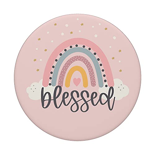 Blessed - Cute Rainbow Positive Quotes Inspirational Saying PopSockets Swappable PopGrip