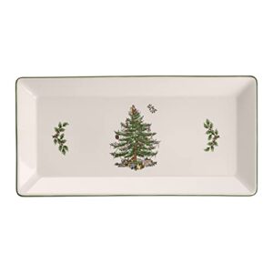 spode - christmas tree collection - gold rectangular tray - measured at 14" - dishwasher. microwave, and freezer safe