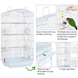 Yaheetech Open Playtop Parakeet Bird Cage for Parrots Cockatiels Conures Lovebirds Canaries Finches, Large Standing Bird Cage with Rolling Wheels