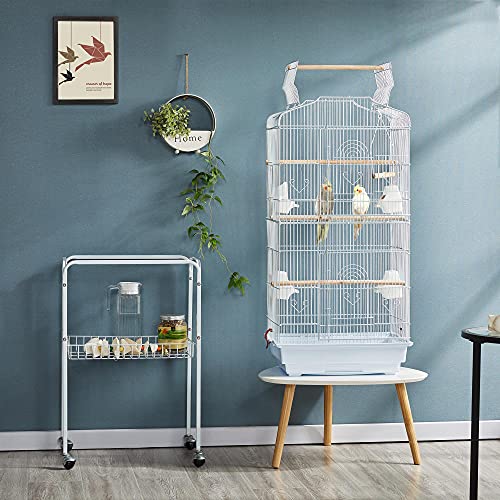 Yaheetech Open Playtop Parakeet Bird Cage for Parrots Cockatiels Conures Lovebirds Canaries Finches, Large Standing Bird Cage with Rolling Wheels