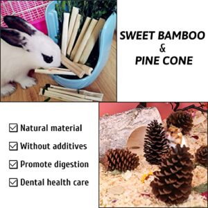 PINVNBY Guinea Pig Grass House with Chew Toys Little Rabbit Natural Hideout Small Pet Grass Hut with Play Toys for Bunny Hamster Rat Chinchilla Hedgehog Squirrel Gerbil（Ball at Random）