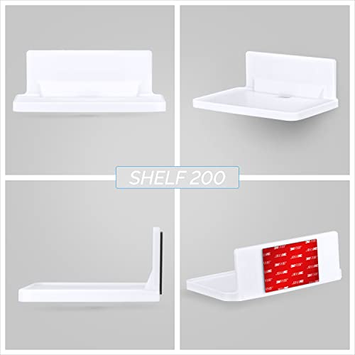 BRAINWAVZ 6.7" Adhesive Floating Wall Shelf for Small Speakers, Deco, Plants, Baby Monitors, Toys, Bathroom, Kitchen & More, Easy to Install, No Screws & Mess, 6.7” x 4.1 (SHELF200-White)