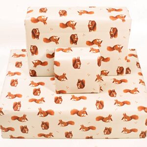 central 23 fall wrapping paper - 6 gift wrap sheets for birthday or christmas - thanksgiving wrapping paper for boys girls - easter paper - squirrel design - for kids men women - recyclable