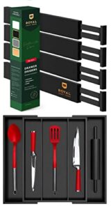 royal craft wood black drawer dividers 22in and expandable utensil drawer organizer