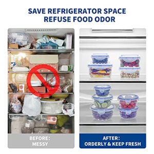 KIGI [6 Pack] 42.3oz/35.5oz/20.3oz/17oz/10.1oz/6.1oz Plastic Food Storage Containers Rectangular Meal Prep Containers and Storage Bowls Set,Leak-proof Stackable Fruit Storage Boxes,BPA Free