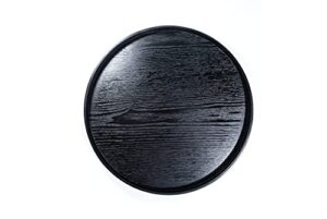 islandoffer ash wood round black tray tea cake tray japanese style (1pc)