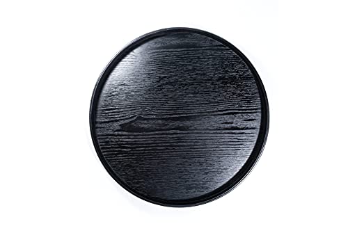 Islandoffer ash Wood Round Black Tray Tea Cake Tray Japanese Style (1pc)