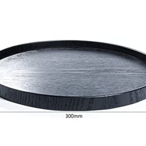 Islandoffer ash Wood Round Black Tray Tea Cake Tray Japanese Style (1pc)