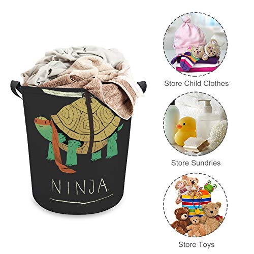 Turtle Ninja Laundry Basket Hamper Bag Dirty Clothes Storage Bin Waterproof Foldable Collapsible Toy Organizer for Office Bedroom Clothes Toys Gift Basket