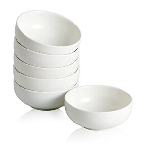 swuut ceramic pinch bowls,2.5 oz mini bowls set,dipping soy sauce dish bowls,set of 6 (white)