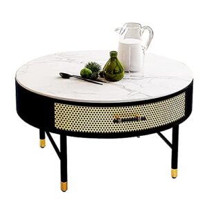 zywh coffee table round white marble table top desk modern cocktail table for living room, sofa table, office table, elegant table (d:21.6 inch round)