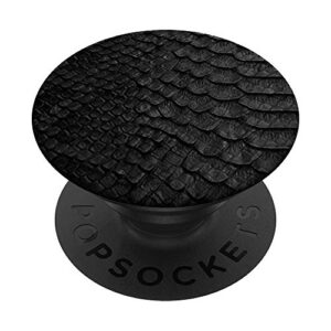 Snake Lover Cool Black Snakeskin Pattern Reptile Wild Animal PopSockets PopGrip: Swappable Grip for Phones & Tablets