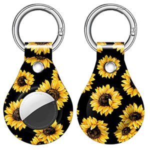 maxjoy compatible with airtag case, sunflower cute protective case with anti-lost keychain shockproof scratch resistant skin cover designed for apple airtag tracker device key finder 2021, flower