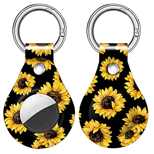 Maxjoy Compatible with AirTag Case, Sunflower Cute Protective Case with Anti-Lost Keychain Shockproof Scratch Resistant Skin Cover Designed for Apple AirTag Tracker Device Key Finder 2021, Flower