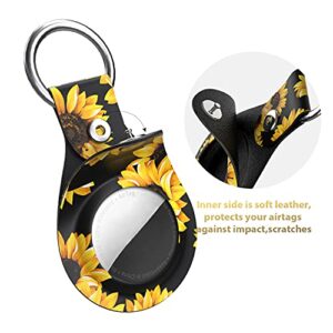 Maxjoy Compatible with AirTag Case, Sunflower Cute Protective Case with Anti-Lost Keychain Shockproof Scratch Resistant Skin Cover Designed for Apple AirTag Tracker Device Key Finder 2021, Flower