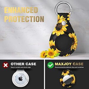 Maxjoy Compatible with AirTag Case, Sunflower Cute Protective Case with Anti-Lost Keychain Shockproof Scratch Resistant Skin Cover Designed for Apple AirTag Tracker Device Key Finder 2021, Flower