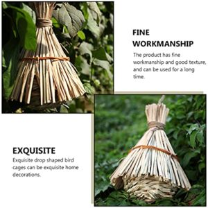 balacoo Humming Bird House Grass Hand Woven Bird Nest Natural Hanging Bird Hut Roosting Hideaway Shelter for Parrot Predators Finch Canary Sparrow Chickadee