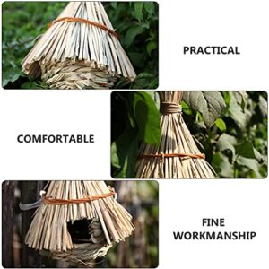 balacoo Humming Bird House Grass Hand Woven Bird Nest Natural Hanging Bird Hut Roosting Hideaway Shelter for Parrot Predators Finch Canary Sparrow Chickadee