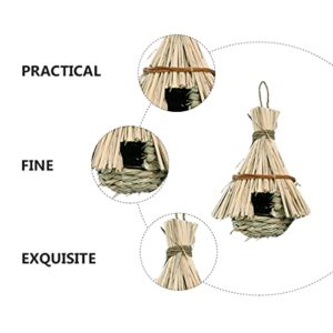 balacoo Humming Bird House Grass Hand Woven Bird Nest Natural Hanging Bird Hut Roosting Hideaway Shelter for Parrot Predators Finch Canary Sparrow Chickadee