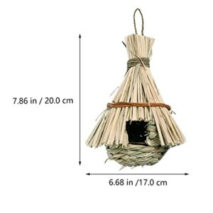 balacoo Humming Bird House Grass Hand Woven Bird Nest Natural Hanging Bird Hut Roosting Hideaway Shelter for Parrot Predators Finch Canary Sparrow Chickadee