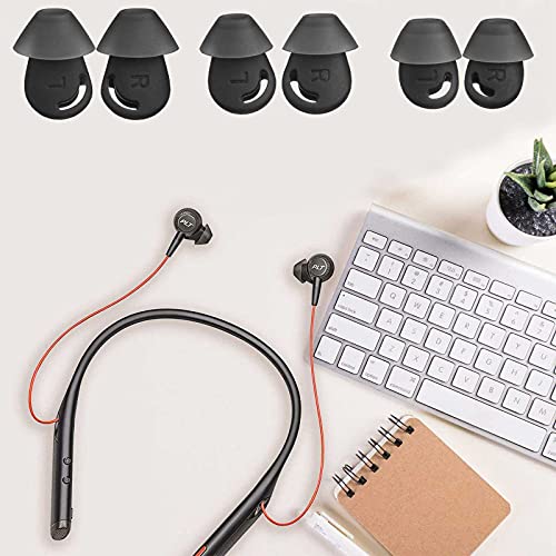 Miayaya Ear Buds Tips Spare Kit Compatible for Plantronics Voyager 6200 UC Bluetooth Headset Earphones Silicone Eartips Replacement Eargel Earbuds Gels Small Medium Large Size Durable 3 Pairs