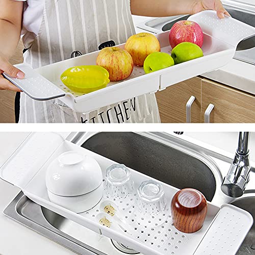 JUSHUMAOYI - Adjustable Bathtub Caddy Tray- Bath Tub Table Caddy -Bath Tray for Bathtub -White