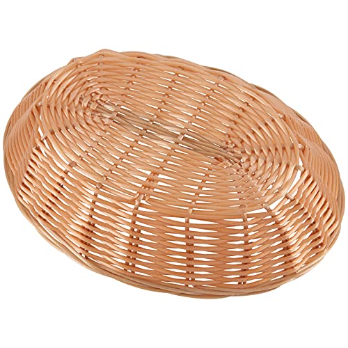 FUNSUEI 18 Pack 9 x 6 x 2.3 Inches Oval Poly Wicker Bread Baskets, Food Serving Baskets, Handmade Woven Pantry Organizer for Storing Bread, Vegetables, Fruits, Snacks and Crafts, Natural