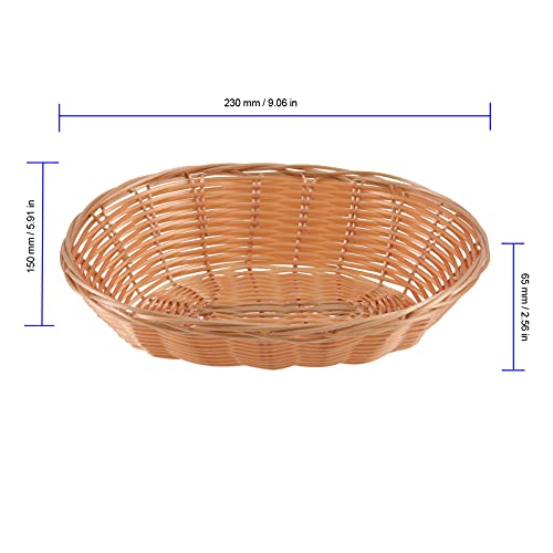 FUNSUEI 18 Pack 9 x 6 x 2.3 Inches Oval Poly Wicker Bread Baskets, Food Serving Baskets, Handmade Woven Pantry Organizer for Storing Bread, Vegetables, Fruits, Snacks and Crafts, Natural