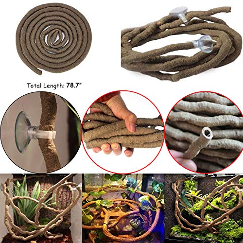 Hamiledyi Bearded Dragon Hammock Tank Accessories Reptile Climbing Toys Lizard Habitat Decoration Flexible Reptile Plants Vine Decor for Chameleon Hermit Crabs Gecko or Snakes