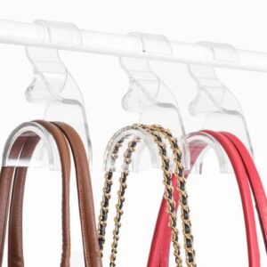 purse hanger organizer for closet 3 pack - durable luxury acrylic holder for handbag tote bag satchel backpack crossover - holds up to 66lbs – easy to clean, no tools required