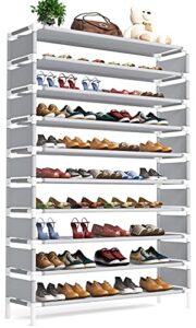 tribesigns 10 tiers shoe rack, large capacity shoe organizer, shoe shelf for 50 pair, large shoe rack, extra large shoe shelf