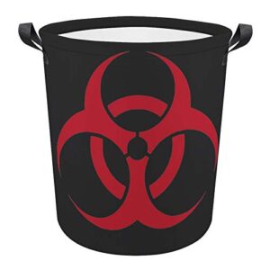 red symbol biohazard radioactive laundry basket hamper bag dirty clothes storage bin waterproof foldable collapsible toy organizer for office bedroom clothes toys gift basket