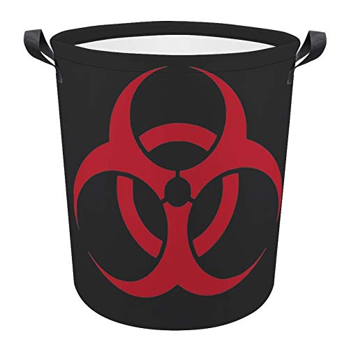 Red Symbol Biohazard Radioactive Laundry Basket Hamper Bag Dirty Clothes Storage Bin Waterproof Foldable Collapsible Toy Organizer for Office Bedroom Clothes Toys Gift Basket