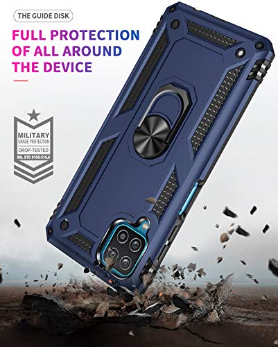 Galaxy A12 Case,Samsung A12 Case,with Screen Protector,[Military Grade] 16ft. Drop Tested Cover with Magnetic Kickstand Car Mount Protective Case for Samsung Galaxy A12, Blue